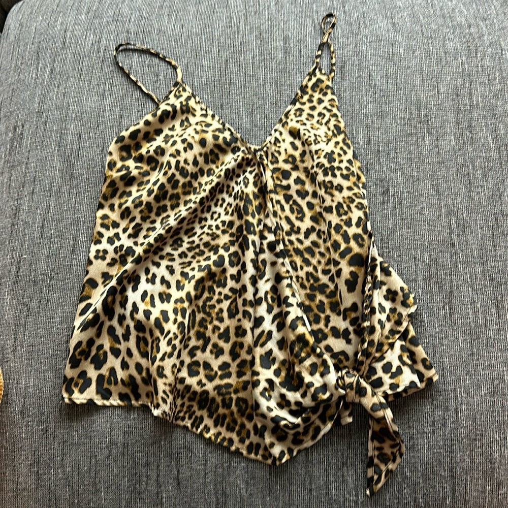 Aqua Leopard Tie Top